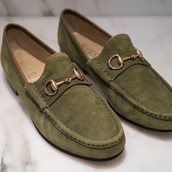 Gucci Shoes Vintage Gucci Womens Green Suede Horsebit Loafer Poshmark